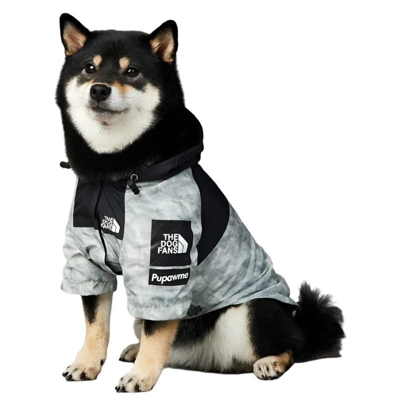 Whisker cove waterproof pet jacket in black and grey